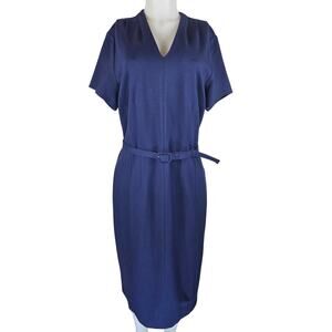 Sejour Blue Closet Staple Belted Business Work Womens Dress 16W